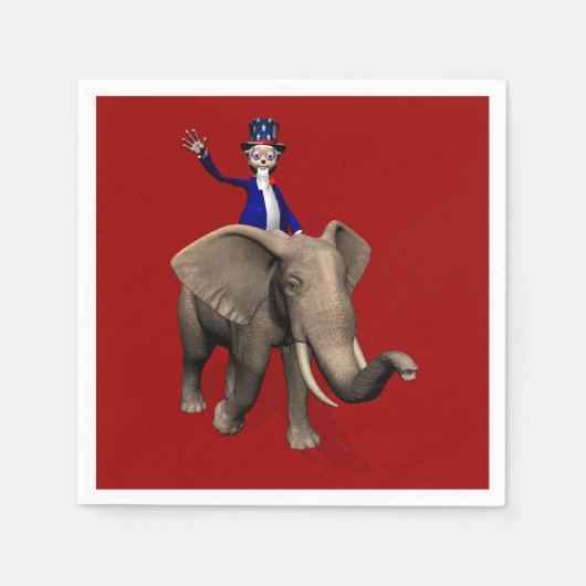 Oom Sam Riding op Elephant Servet (Voorkant)