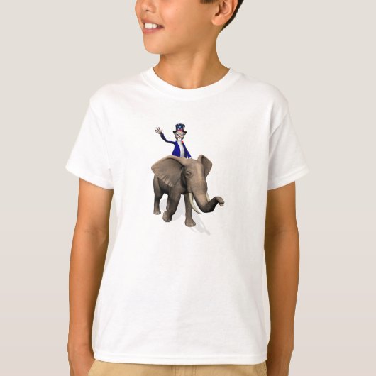 Oom Sam Riding op Elephant T-shirt (Voorkant)