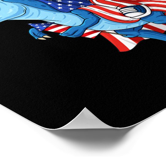 Oom Sam Riding T Rex 4 juli jongens Meisjes Kinder Poster (Hoek)