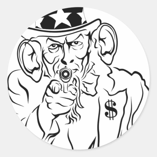 Oom Sam Ronde Sticker (Voorkant)