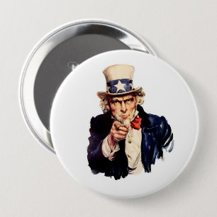 OOM SAM ROOD WIT BLAUW PATRIOTTISCH RONDE BUTTON 4,0 CM