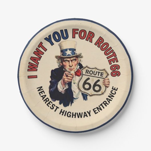 Oom Sam Route 66 Retro Papieren Bord  (Voorkant)