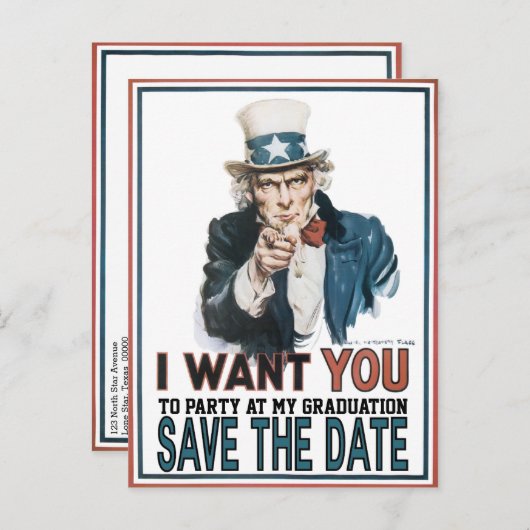 oom Sam Save The Date Announounding Aankondigingskaart (Voorkant / Achterkant)
