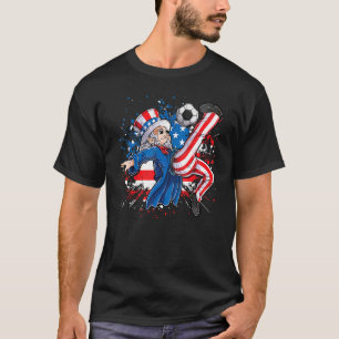 Oom Sam speelt Soccer American Flag Happy 4th of J T-shirt