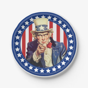 Oom Sam Stars en Stripes Papieren Bordje