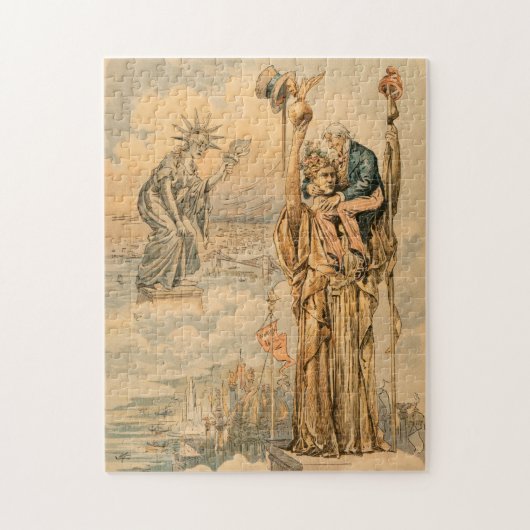  Oom Sam Statue Liberty Republic Antiek Legpuzzel (Verticaal)