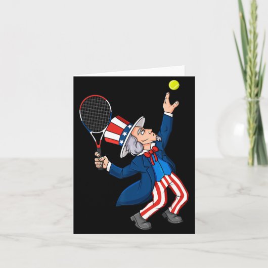Oom Sam Tennis 4 juli patriottische jongens meisje Kaart (Voorkant)