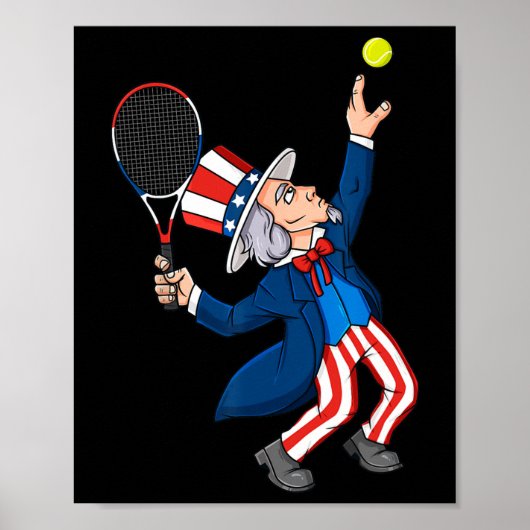 Oom Sam Tennis 4 juli patriottische jongens meisje Poster (Voorkant)