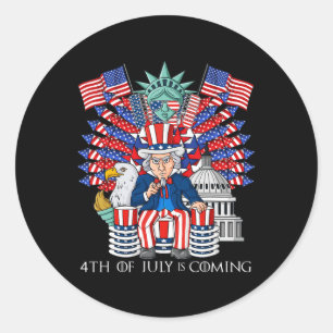 Oom Sam Throne 4 juli VS Patriottische Boys Ki Ronde Sticker