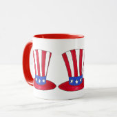 Oom Sam Top Hat Vierde Vierde Vierde Amerikaanse P Mok (Voorkant links)