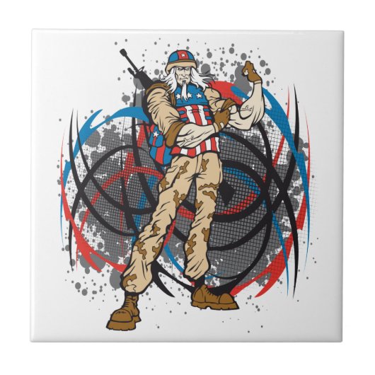 oom Sam Tribal Camouflage Hunter Skull Tegeltje (Voorkant)