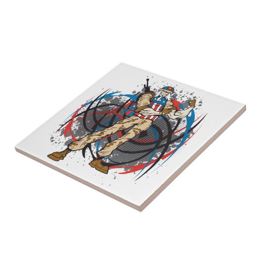 oom Sam Tribal Camouflage Hunter Skull Tegeltje (Zijkant)