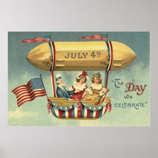 Oom Sam US Flag Zeppelin Air Ballon Poster (Voorkant)
