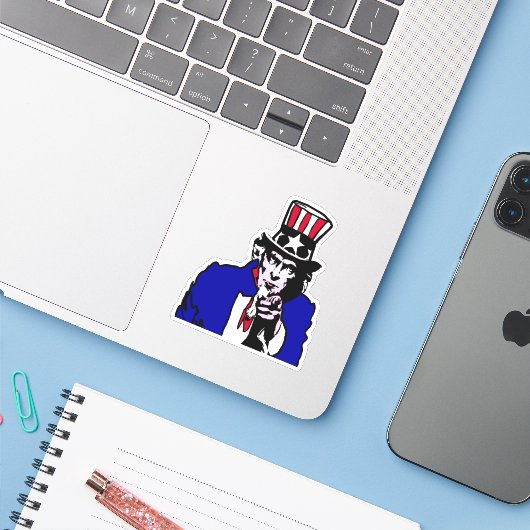Oom Sam USA Sticker (Laptop met iPhone)