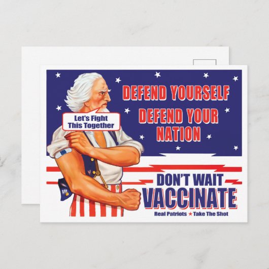 Oom Sam Vaccinate Laten we dit artikel samen bestr Briefkaart (Voorkant / Achterkant)