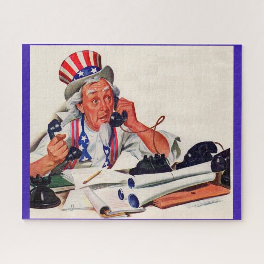 Oom Sam van 1940 aan de telefoon Legpuzzel (Horizontaal)