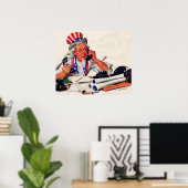 Oom Sam van 1940 aan de telefoon Poster (Thuiskantoor)