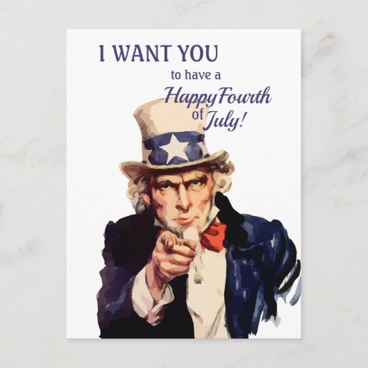 Oom Sam van Amerika Prettige vierde juli Briefkaart (Voorkant)