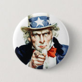 Oom Sam - van het  poster van de Vlagg Ronde Button 5,7 Cm (Voorkant)