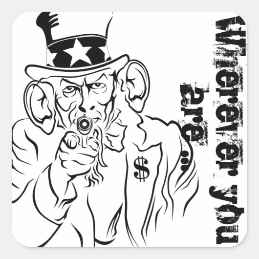 Oom Sam Vierkante Sticker (Voorkant)