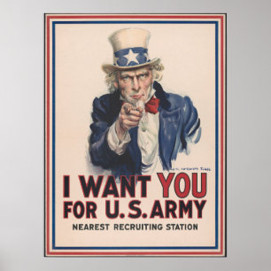 Oom Sam Vintage Poster - Ik wil jullie - Leger van