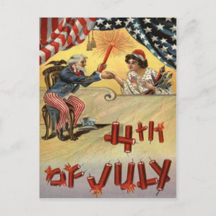 Oom Sam Vuurwerk Knalvuur Amerikaanse Vlag Briefkaart