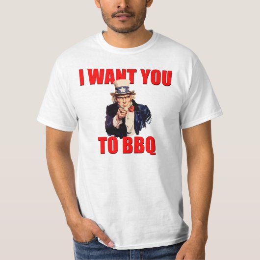 Oom Sam Want je bent op BBQ T-shirt (Voorkant)