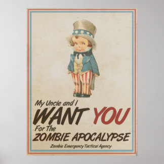 Oom Sam We willen je Zombie Apocalypse Poster