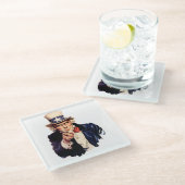 Oom Sam wijst op zijn vinger Glazen Onderzetter (Schuin)