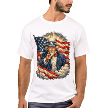 Oom Sam Wijzend met Amerikaanse Vlag – Vintage Pa