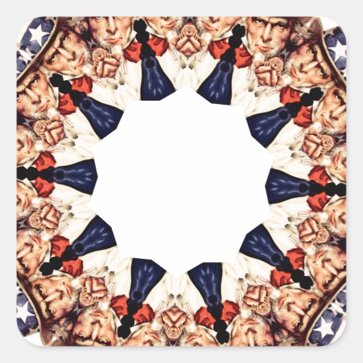 Oom Sam Wijzend Vinger Kaleidoscoop Vierkante Sticker (Voorkant)