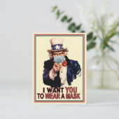 Oom Sam wil dat je een Face Mask USA Draag Briefkaart (Staand voorkant)