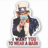 Oom Sam wil dat je een Face Mask USA Draag Sticker (Voorkant)