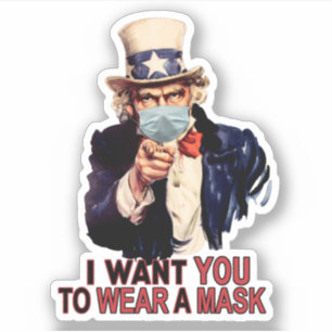 Oom Sam wil dat je een Face Mask USA Draag Sticker