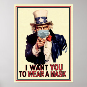 Oom Sam wil dat je een Face Mask USA Kantoor Draag Poster