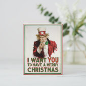 Oom Sam wil dat je een prettige kerst hebt Feestdagenkaart (Staand voorkant)