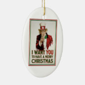 Oom Sam wil dat je een prettige kerst hebt Keramisch Ornament (Rechts)
