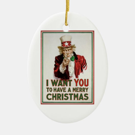 Oom Sam wil dat je een prettige kerst hebt Keramisch Ornament (Voorkant)