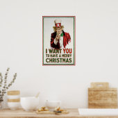 Oom Sam wil dat je een prettige kerst hebt Poster (Keuken)