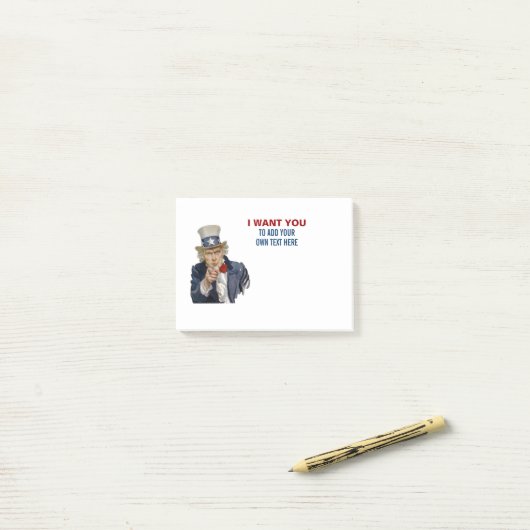 Oom Sam wil dat je je eigen maakt Post-it® Notes (Op bureau)