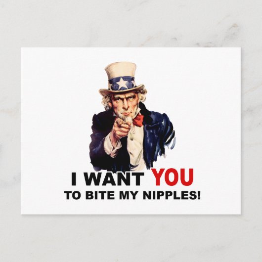 Oom Sam WIL DAT JE MIJN TEPELS KNIJPT Briefkaart (Voorkant)