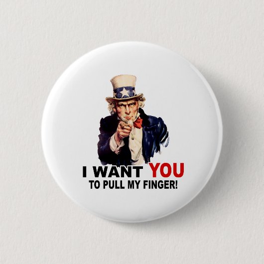 Oom Sam WIL DAT JE MIJN VINGER TREKT Ronde Button 5,7 Cm (Voorkant)