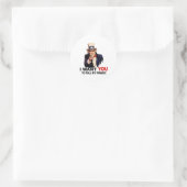 Oom Sam WIL DAT JE MIJN VINGER TREKT Ronde Sticker (Tas)