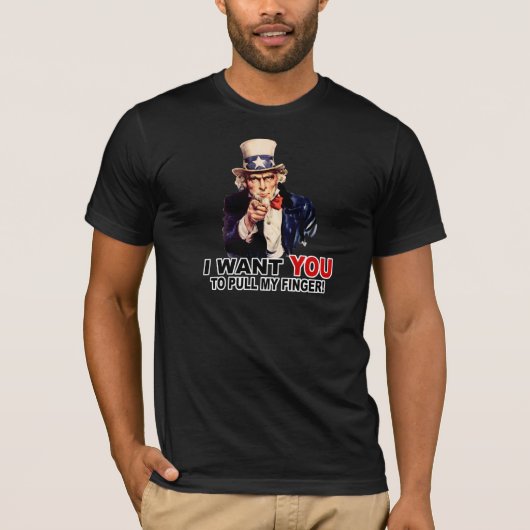 Oom Sam WIL DAT JE MIJN VINGER TREKT T-shirt (Voorkant)