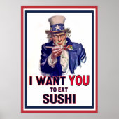 Oom Sam wil dat je Sushi eet Poster (Voorkant)