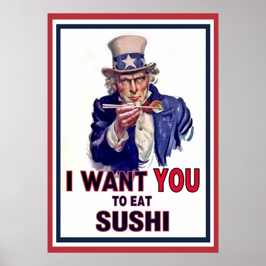 Oom Sam wil dat je Sushi eet Poster (Voorkant)