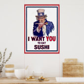 Oom Sam wil dat je Sushi eet Poster (Keuken)