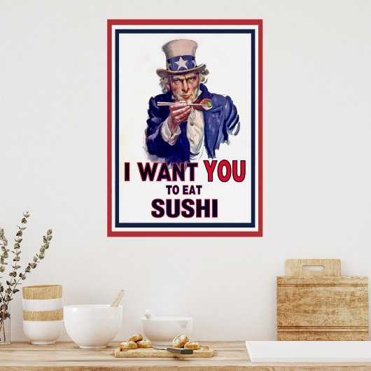 Oom Sam wil dat je Sushi eet Poster (Keuken)