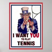 Oom Sam wil dat je Tennis speelt. Poster (Voorkant)