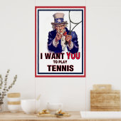 Oom Sam wil dat je Tennis speelt. Poster (Keuken)